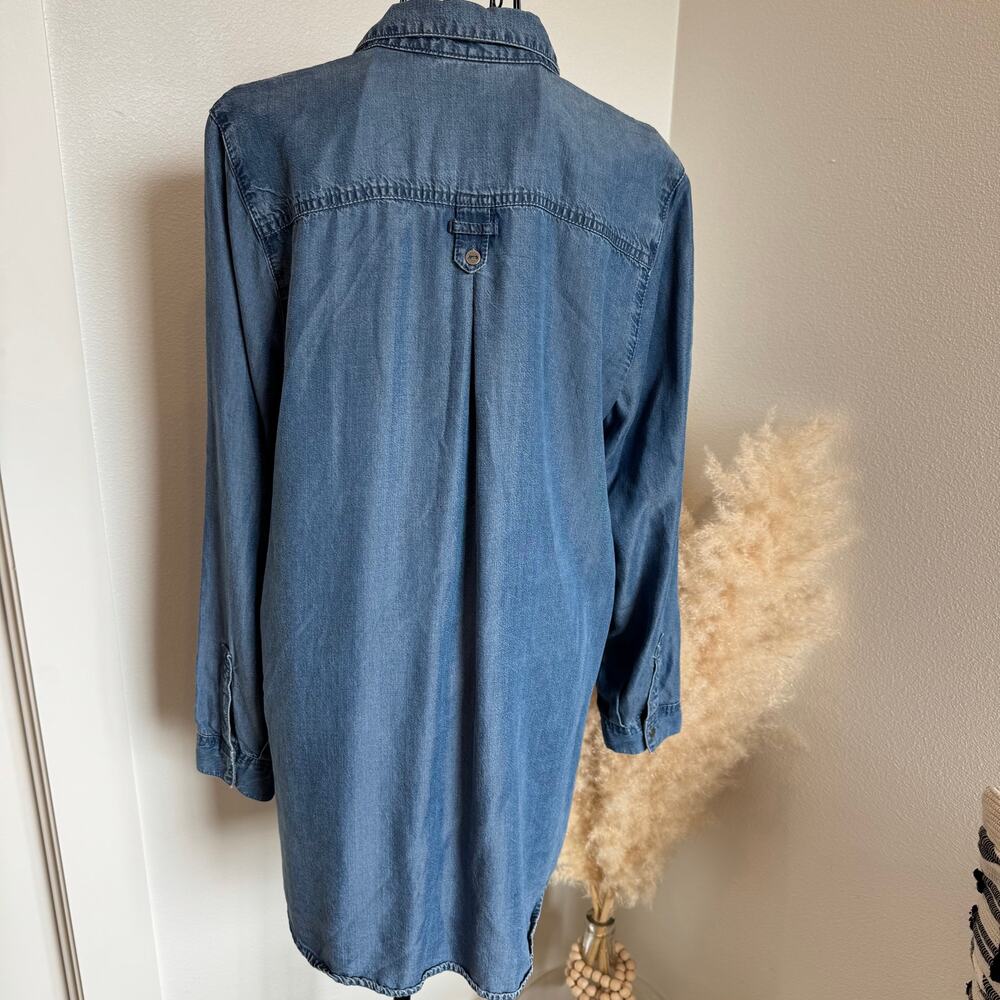 J.Jill Chambray Denim Button Up Side Button Slit … - image 6